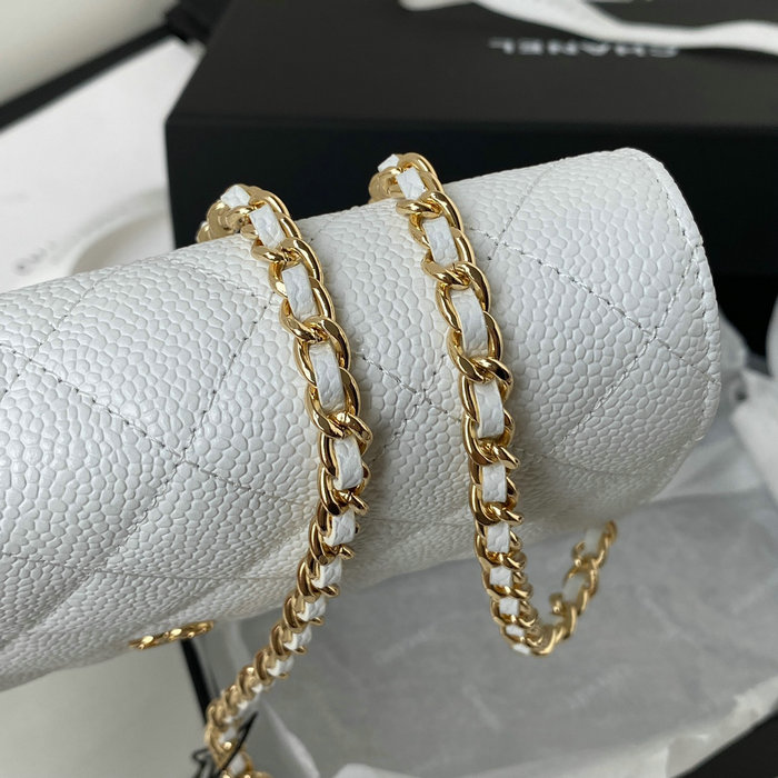 Chanel Caviar WOC Chain Wallet White A33814