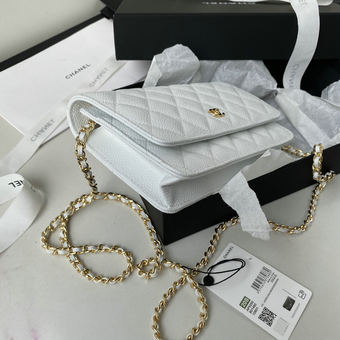 Chanel Caviar WOC Chain Wallet White A33814