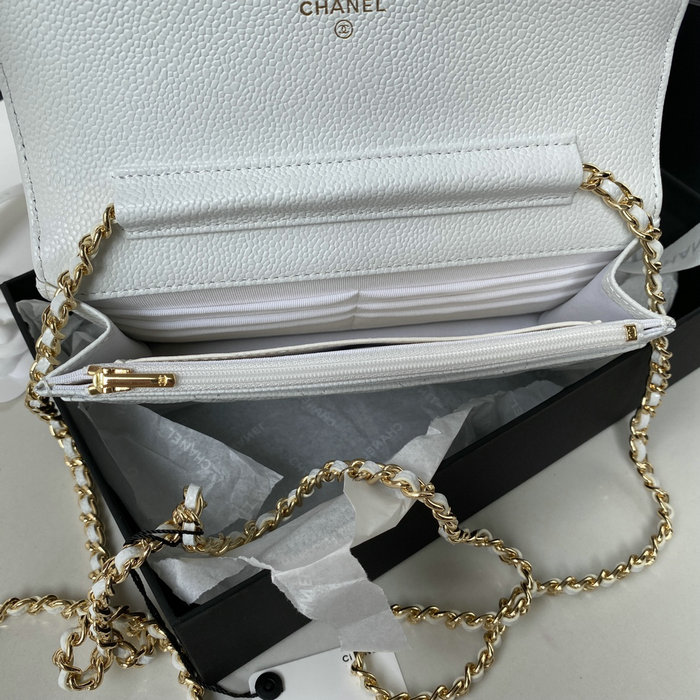 Chanel Caviar WOC Chain Wallet White A33814