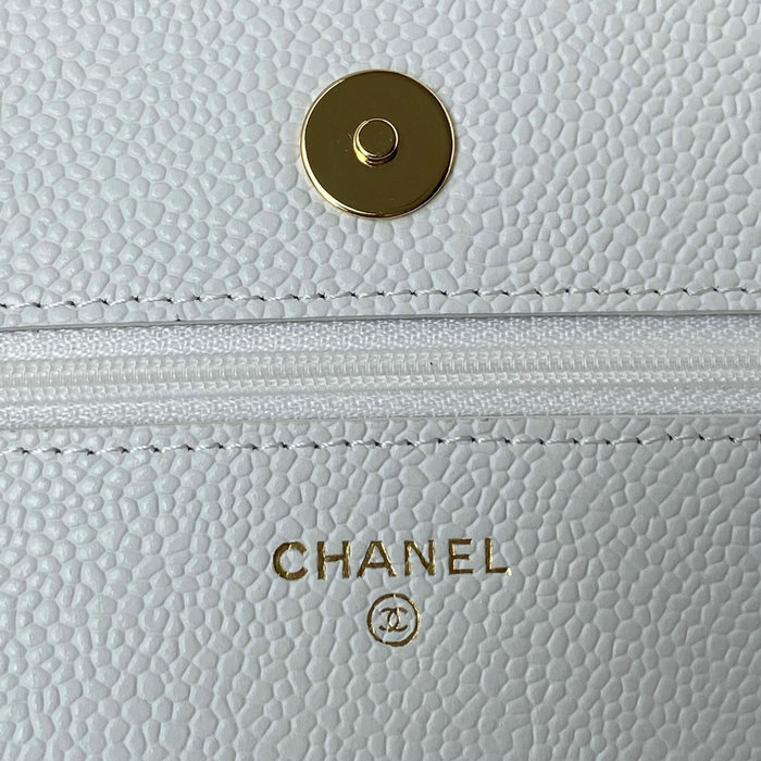 Chanel Caviar WOC Chain Wallet White A33814