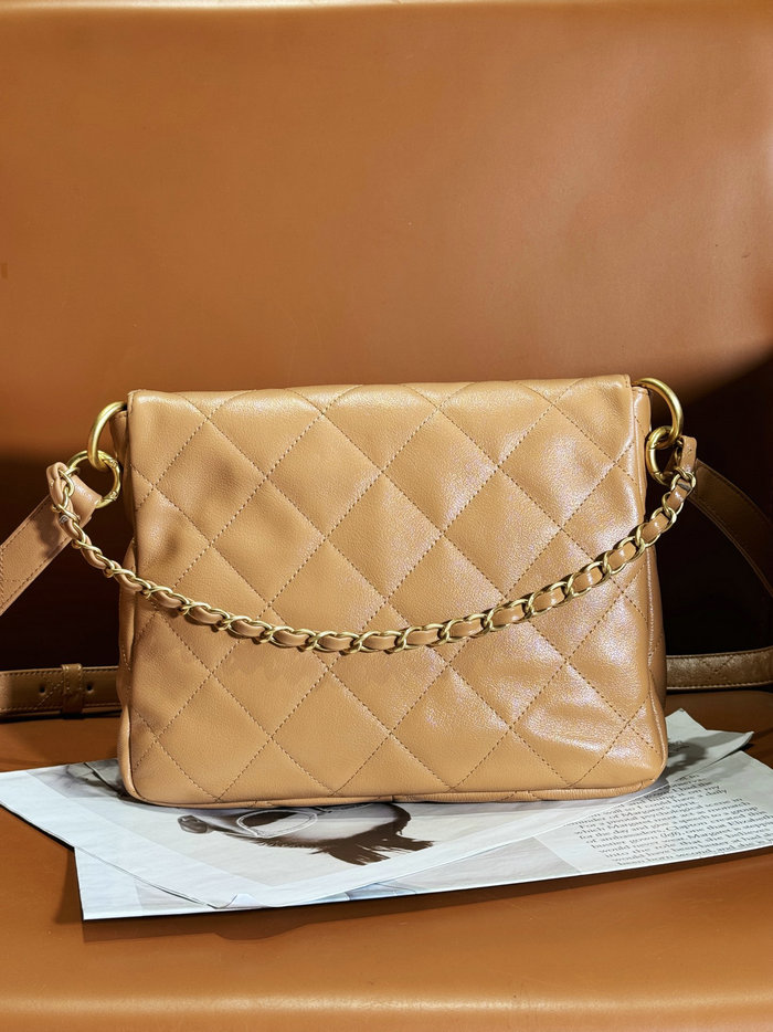 Chanel Hobo Handbag Brown AS4743