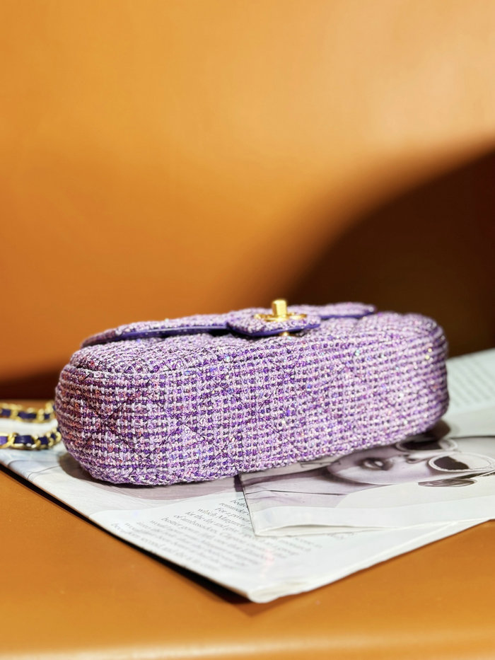 Chanel Tweed Bag with Top Handle Purple AS4569