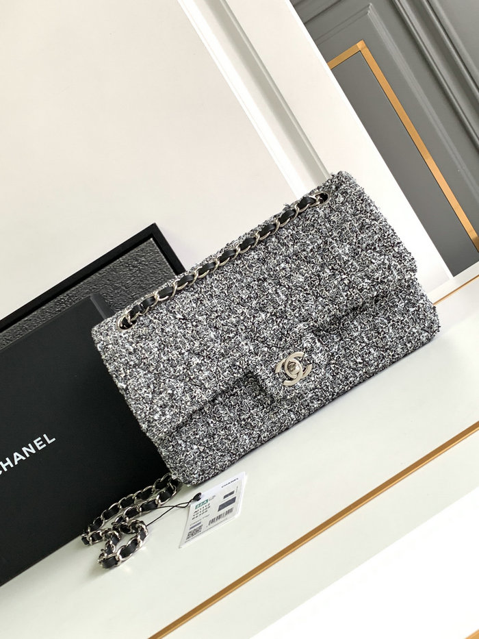 Classic Medium Chanel Tweed Flap Bag A01112