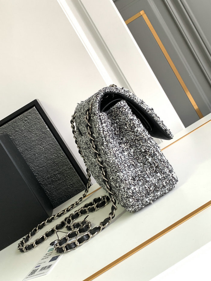 Classic Medium Chanel Tweed Flap Bag A01112