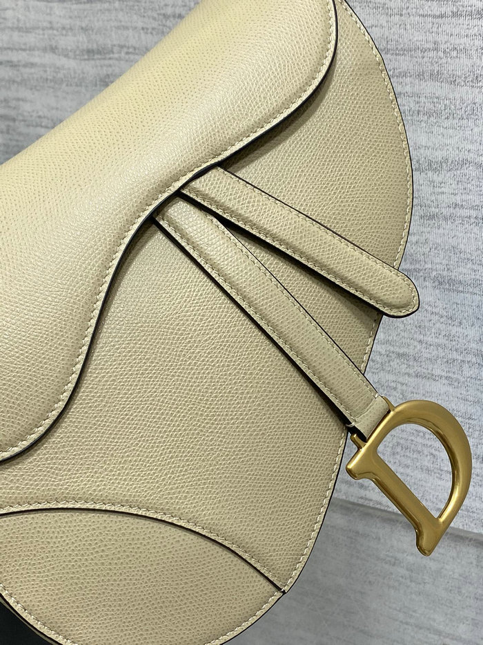 Dior Grained Calfskin Saddle Bag with Strap Beige M0455