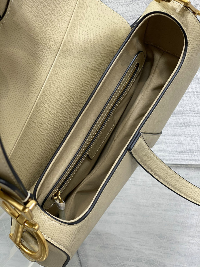 Dior Grained Calfskin Saddle Bag with Strap Beige M0455