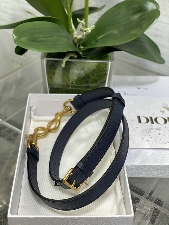 Dior Grained Calfskin Saddle Bag with Strap Navy Blue M0455