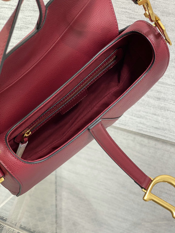 Dior Grained Calfskin Saddle Bag with Strap Red M0455