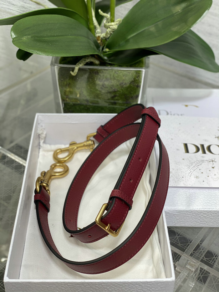 Dior Grained Calfskin Saddle Bag with Strap Red M0455