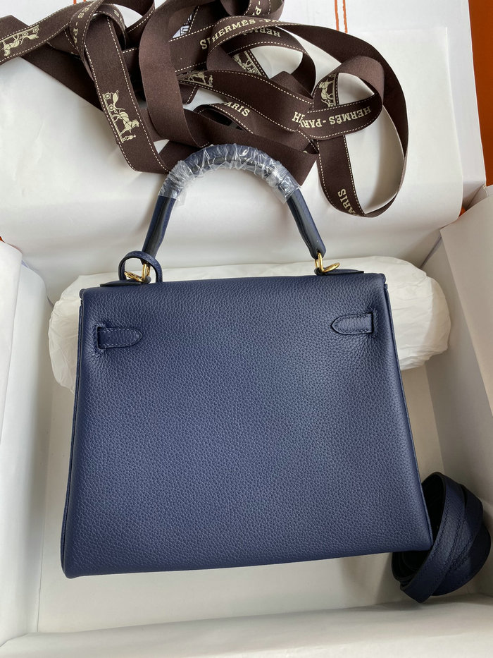 Hermes Togo Leather Kelly Bag Bleu Obscur HKT0408