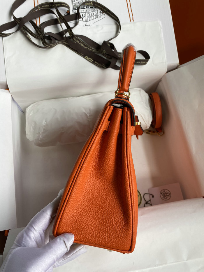 Hermes Togo Leather Kelly Bag Orange HKT0408