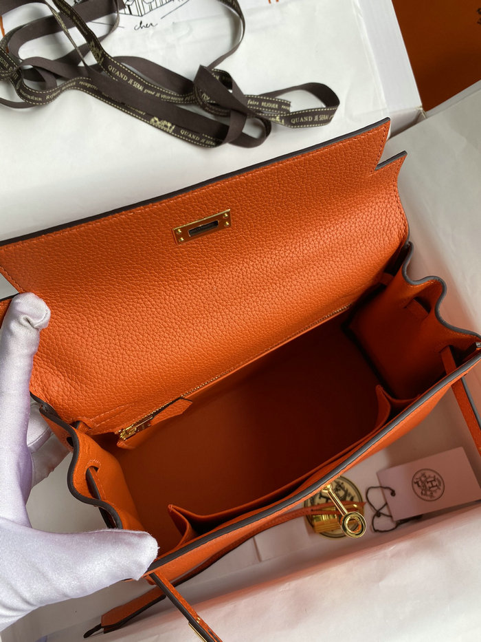 Hermes Togo Leather Kelly Bag Orange HKT0408