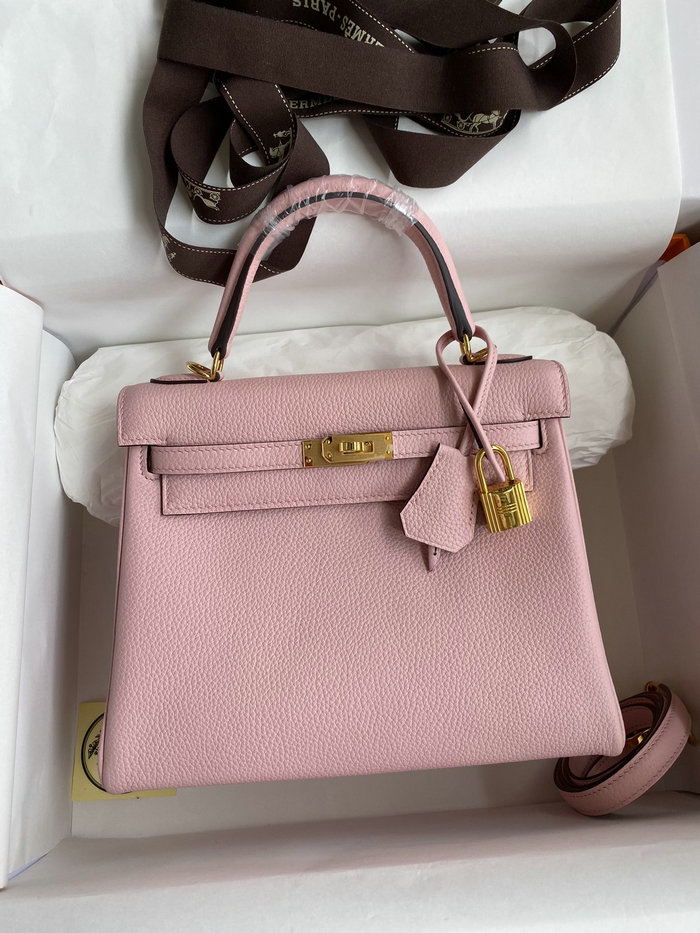 Hermes Togo Leather Kelly Bag Rose Saiura HKT0408