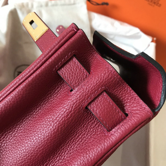 Hermes Togo Leather Kelly Bag Rouge Grenade HKT0408