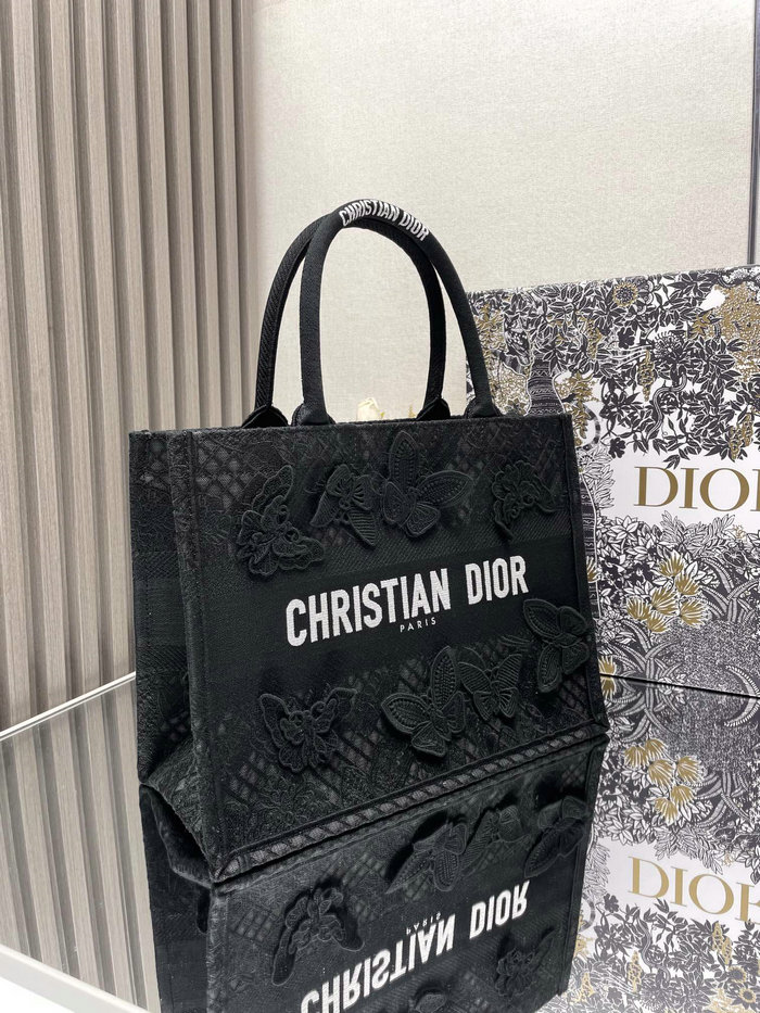 Medium Dior Book Tote Black Butterfly M1286