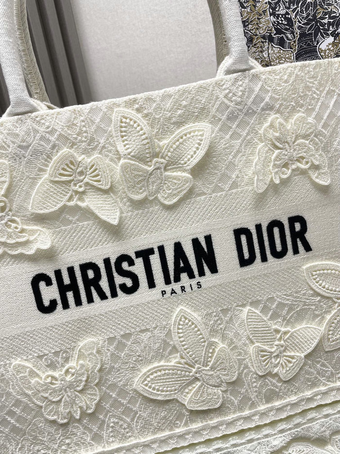 Medium Dior Book Tote White Butterfly M1286