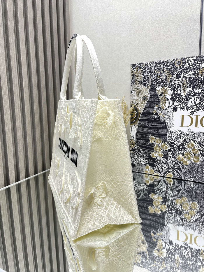 Medium Dior Book Tote White Butterfly M1286