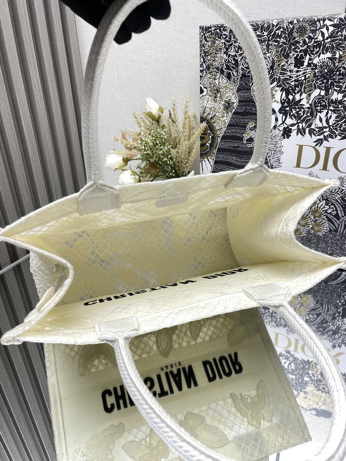 Medium Dior Book Tote White Butterfly M1286