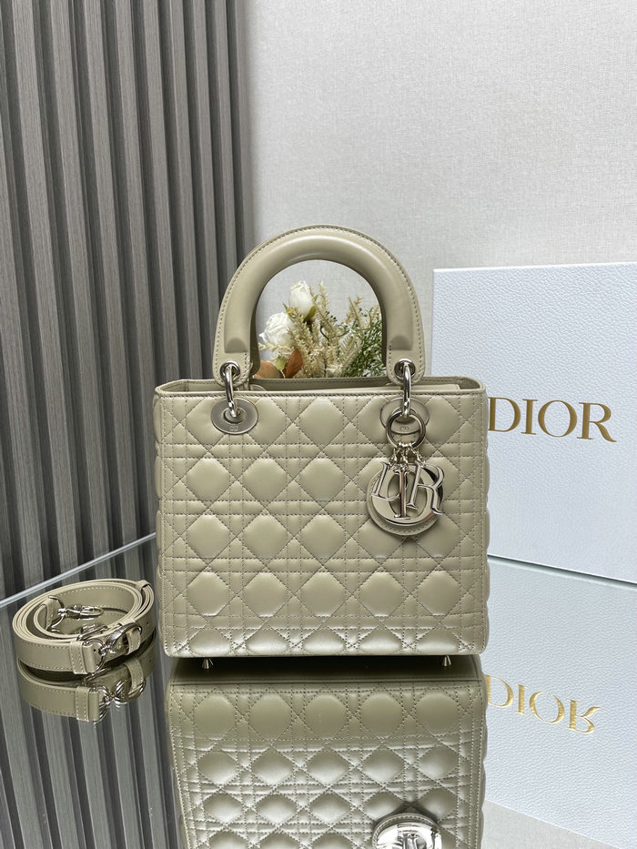 Medium Lady Dior Lambskin Bag Beige D2454