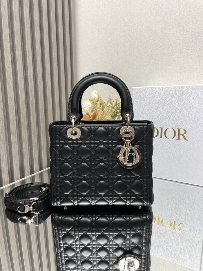 Medium Lady Dior Lambskin Bag Black D2454