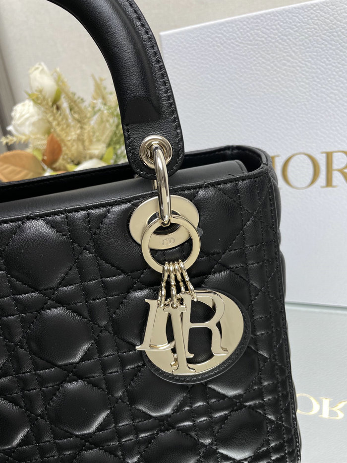 Medium Lady Dior Lambskin Bag Black D2454