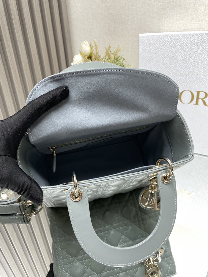 Medium Lady Dior Lambskin Bag Stone Grey D2454