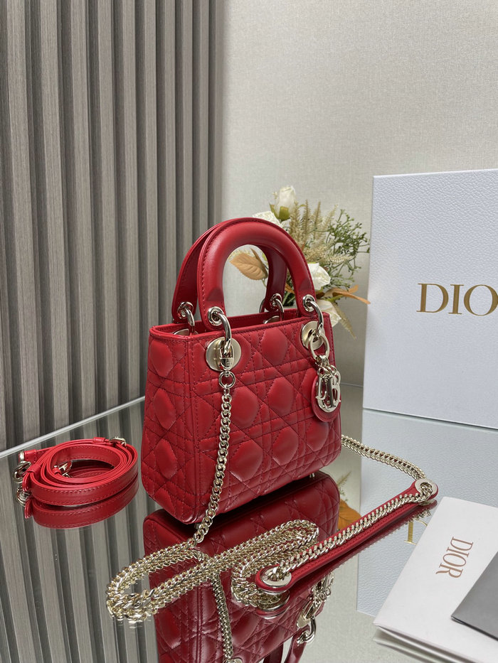 Mini Lady Dior Lambskin Bag Red MD0505