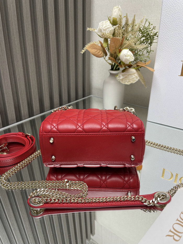 Mini Lady Dior Lambskin Bag Red MD0505