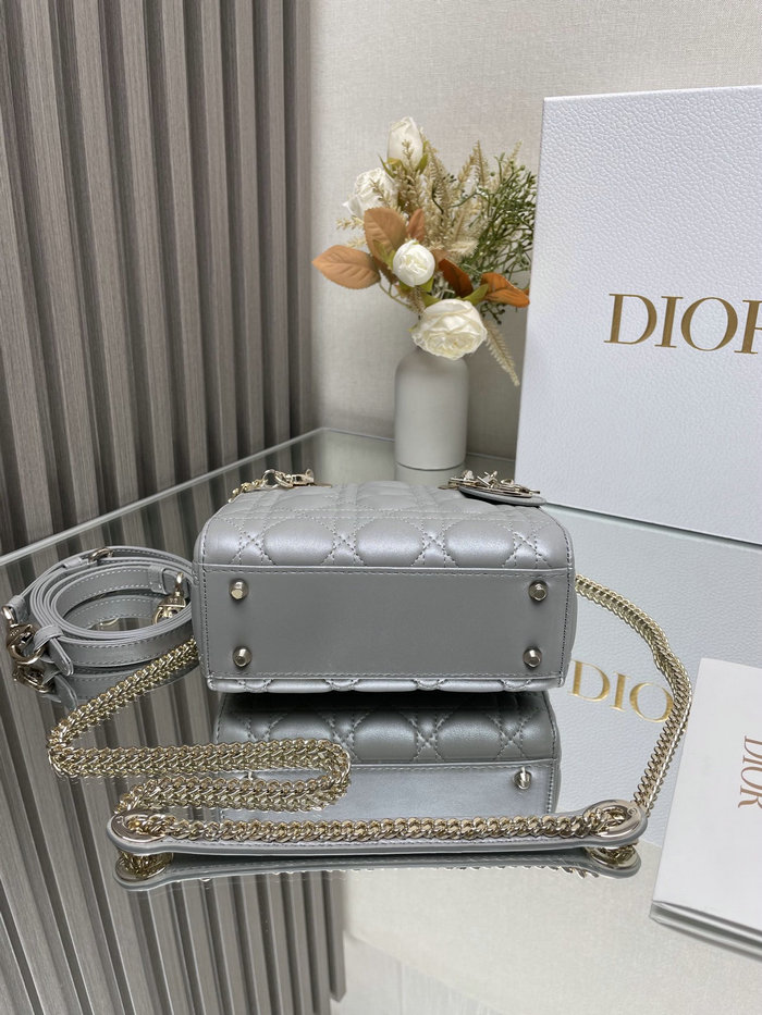 Mini Lady Dior Lambskin Bag Shiny Grey MD0505