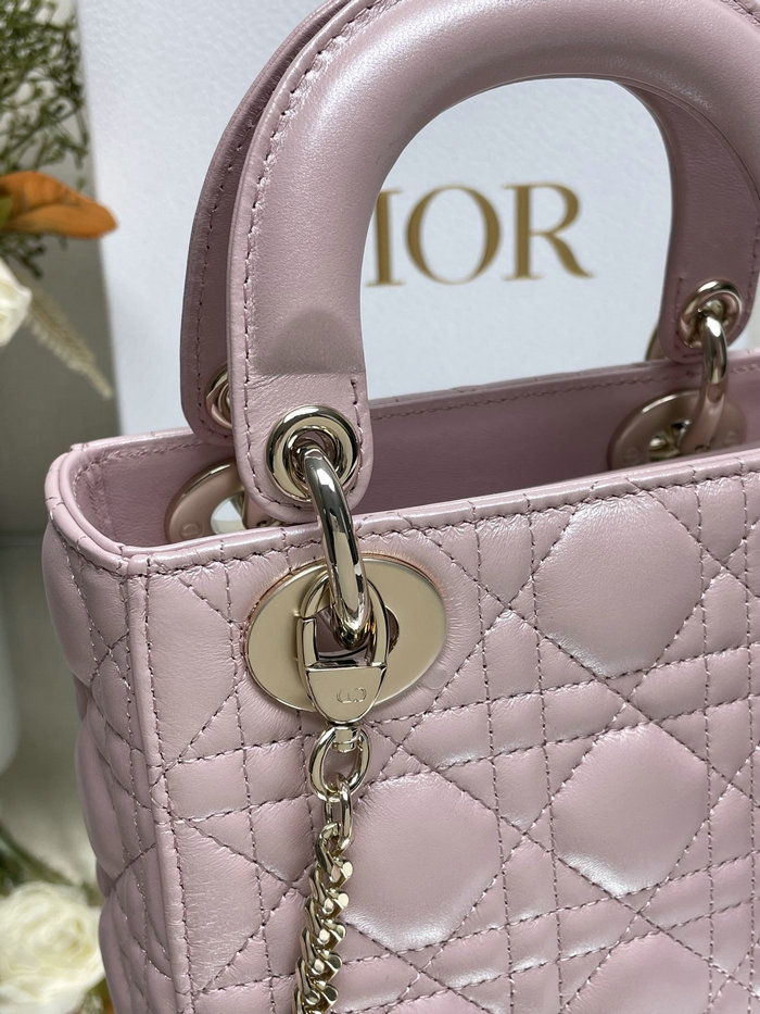 Mini Lady Dior Lambskin Bag Shiny Pink MD0505