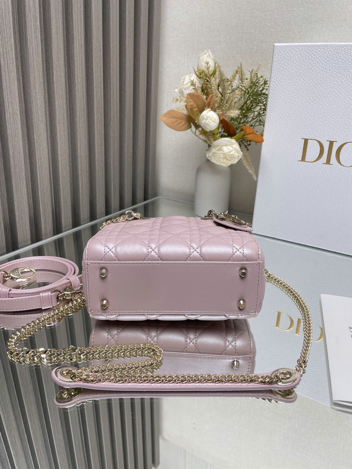 Mini Lady Dior Lambskin Bag Shiny Pink MD0505