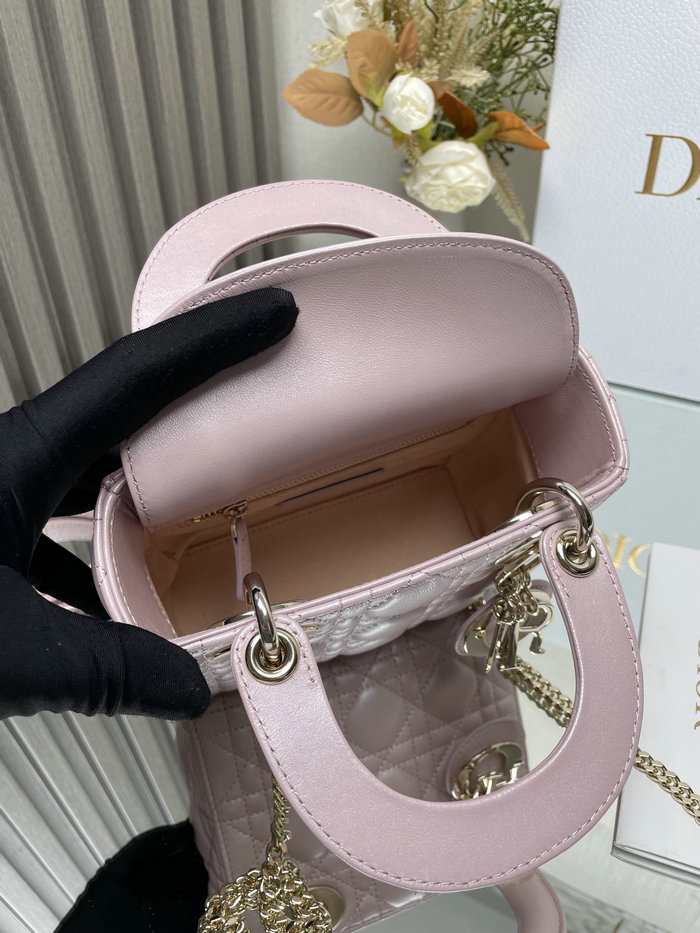 Mini Lady Dior Lambskin Bag Shiny Pink MD0505