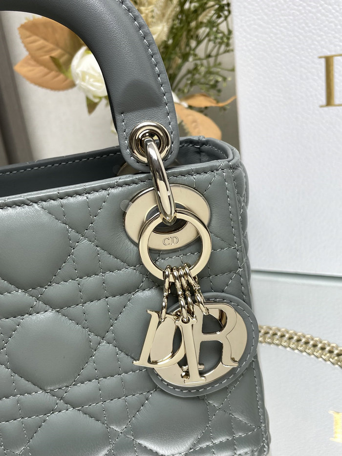 Mini Lady Dior Lambskin Bag Stone Grey MD0505