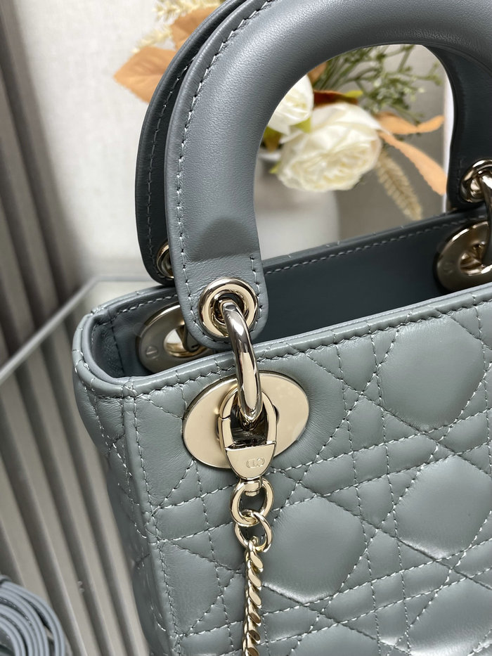 Mini Lady Dior Lambskin Bag Stone Grey MD0505