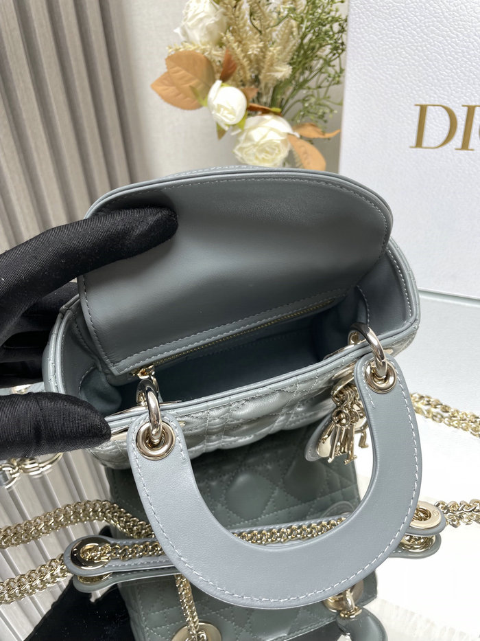 Mini Lady Dior Lambskin Bag Stone Grey MD0505