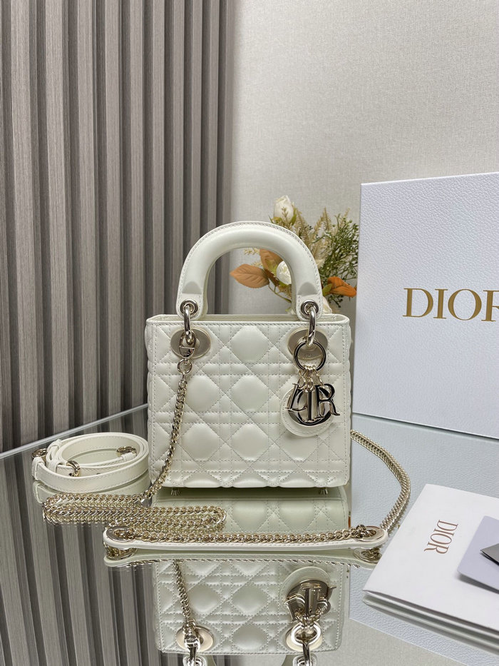 Mini Lady Dior Lambskin Bag White MD0505