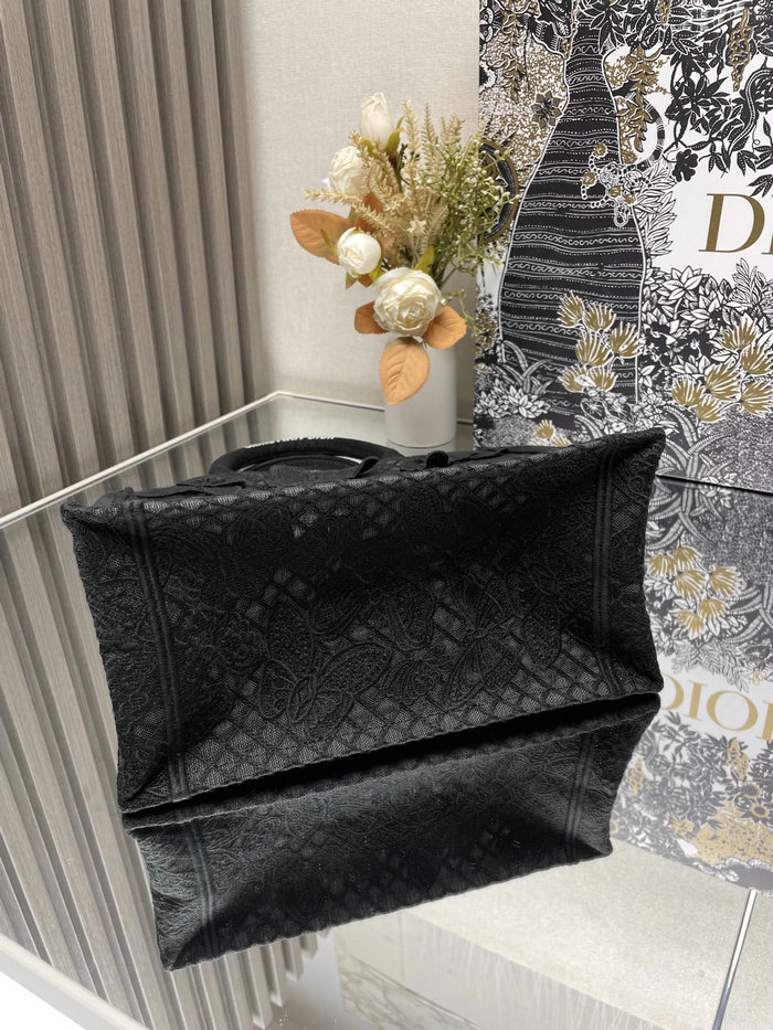 Small Dior Book Tote Black Butterfly S1286