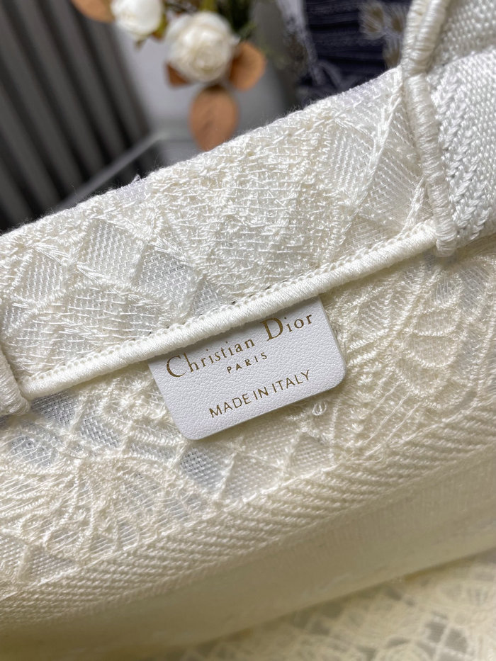 Small Dior Book Tote White Butterfly S1286