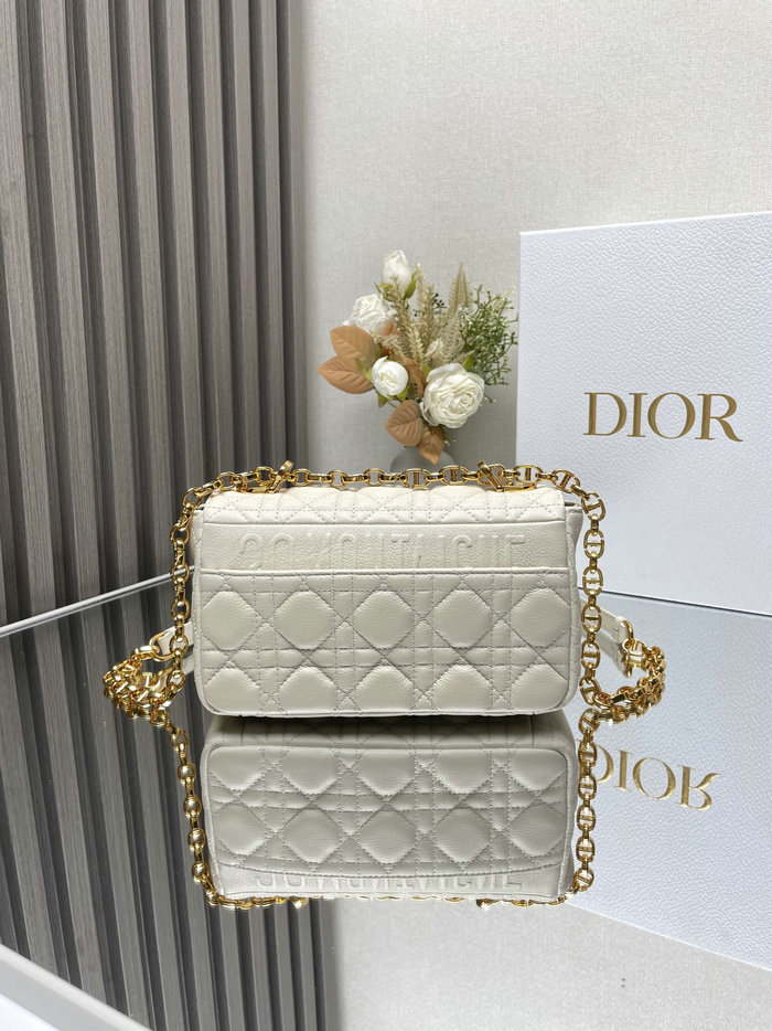 Small Dior Caro Bag White DM9012