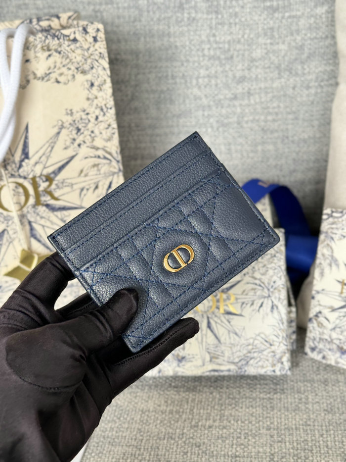 Dior Caro Freesia Card Holder Navy S5130