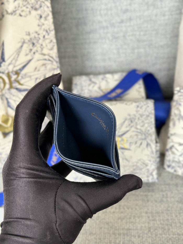 Dior Caro Freesia Card Holder Navy S5130