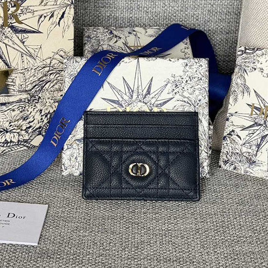 Dior Caro Freesia Card Holder Navy S5130