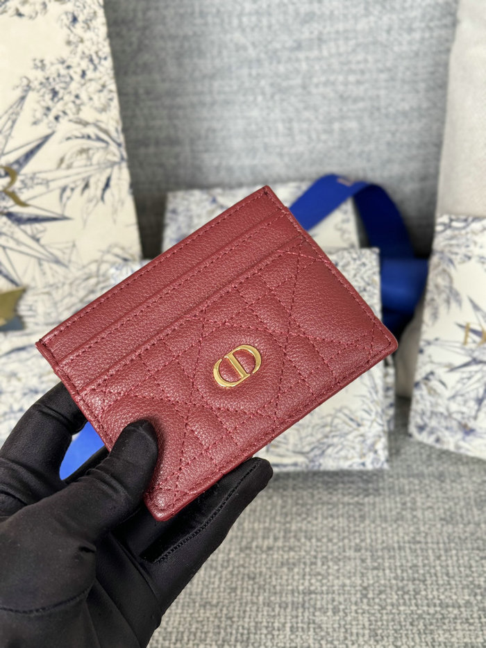 Dior Caro Freesia Card Holder Red S5130