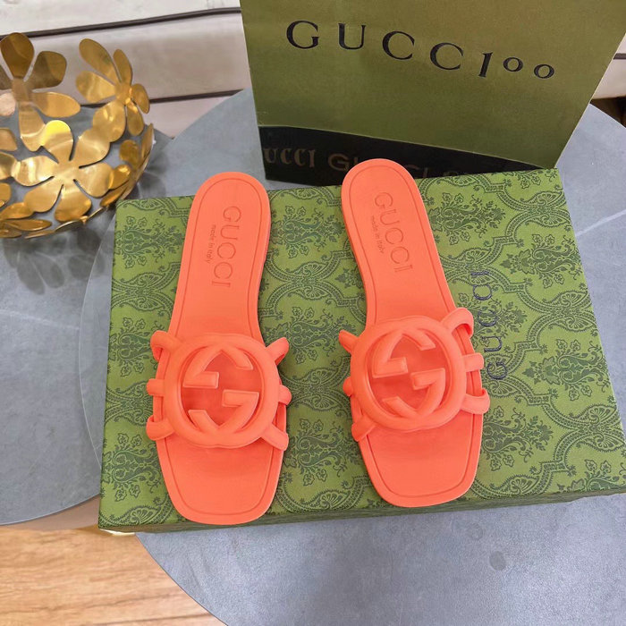 Gucci Interlocking G Slide Sandals Orange 780307