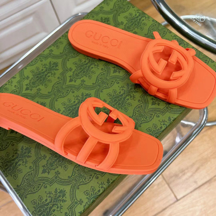 Gucci Interlocking G Slide Sandals Orange 780307