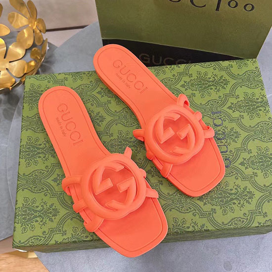 Gucci Interlocking G Slide Sandals Orange 780307