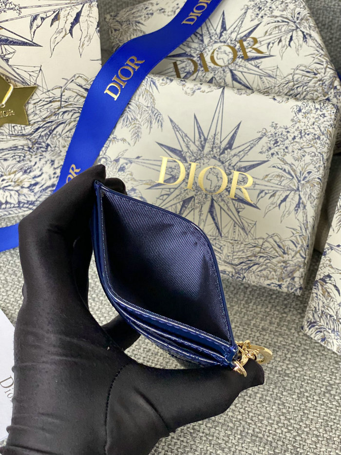 Lady Dior Freesia Card Holder Blue S0974