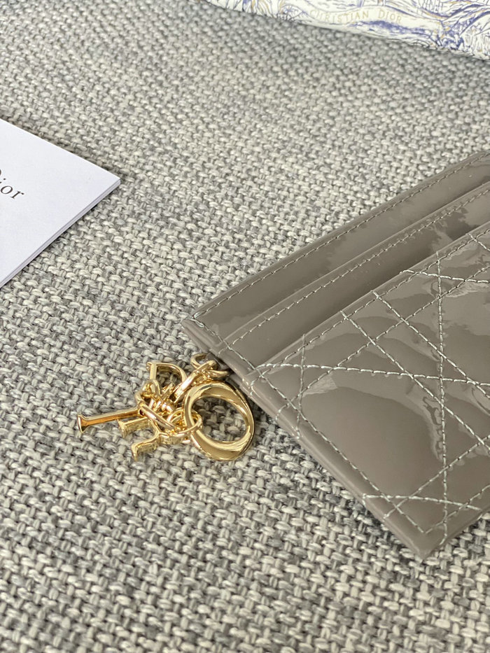 Lady Dior Freesia Card Holder Grey S0974