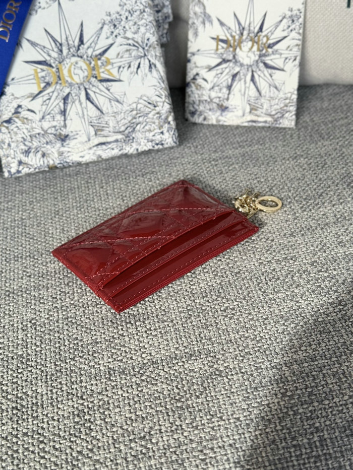 Lady Dior Freesia Card Holder Red S0974