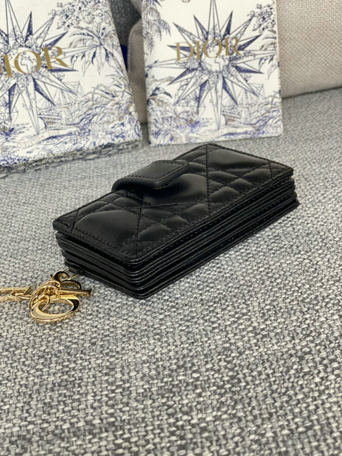 Lady Dior Lambskin Jasmine Card Holder Black S0074